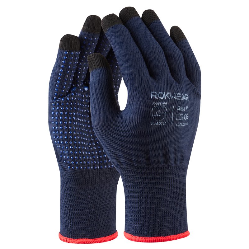 PICKERS POLYESTER PVC DOTTED PALM GLOVES - NAVY